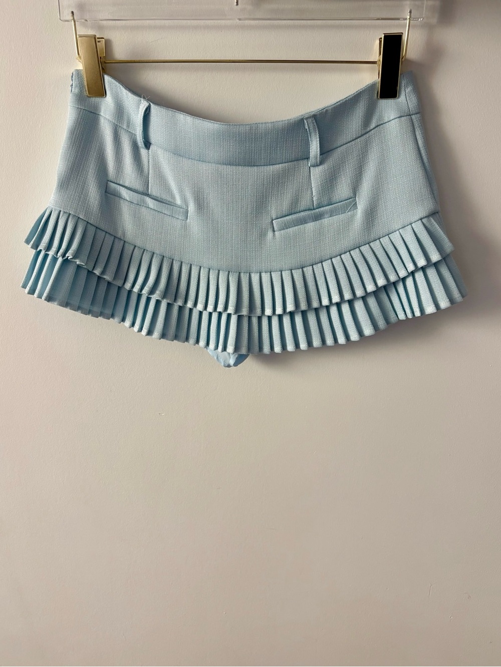Lioness Double Ruffle Mini Skirt Skort in Light Blue - Y2K Tennis Skirt - Picture 3 of 6